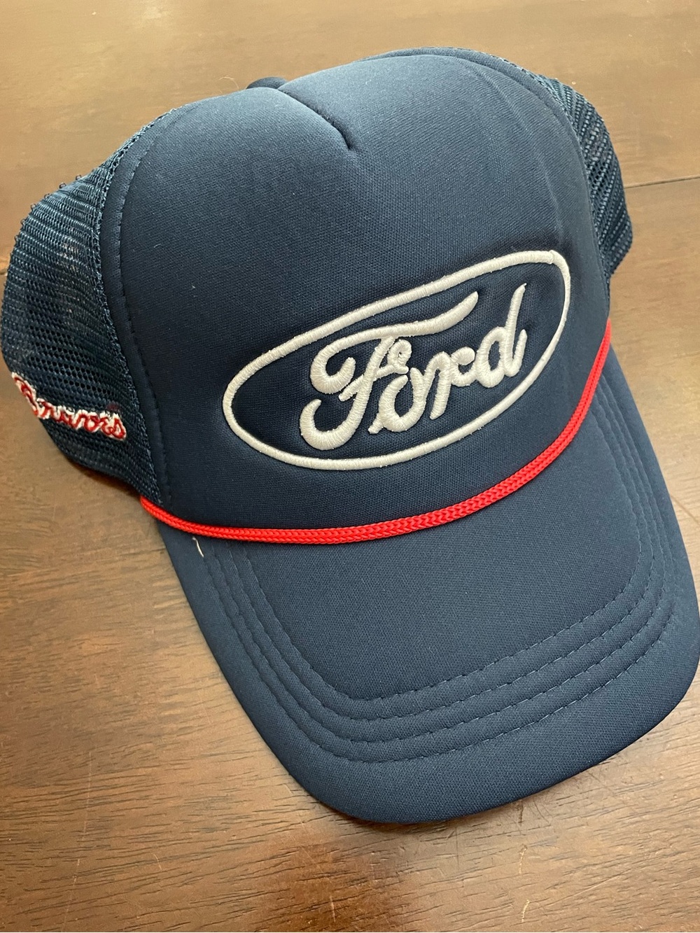 Atlanta Braves Ford Trucker Hat Snapback Blue Mesh Cap Baseball Adult